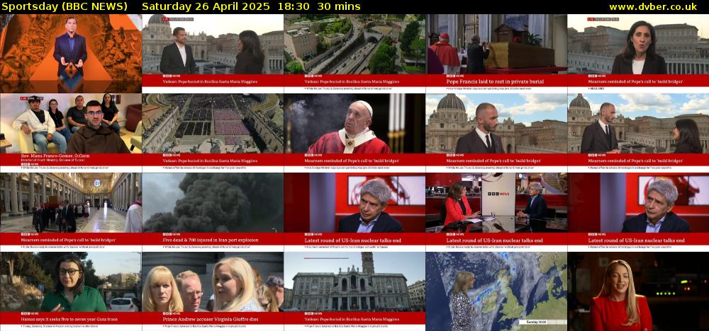 Sportsday (BBC NEWS) Saturday 26 April 2025 18:30 - 19:00