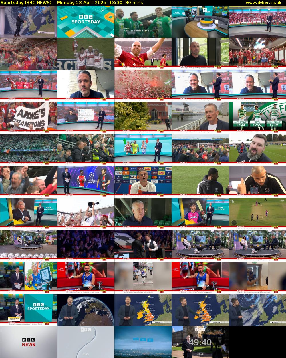 Sportsday (BBC NEWS) Monday 28 April 2025 18:30 - 19:00