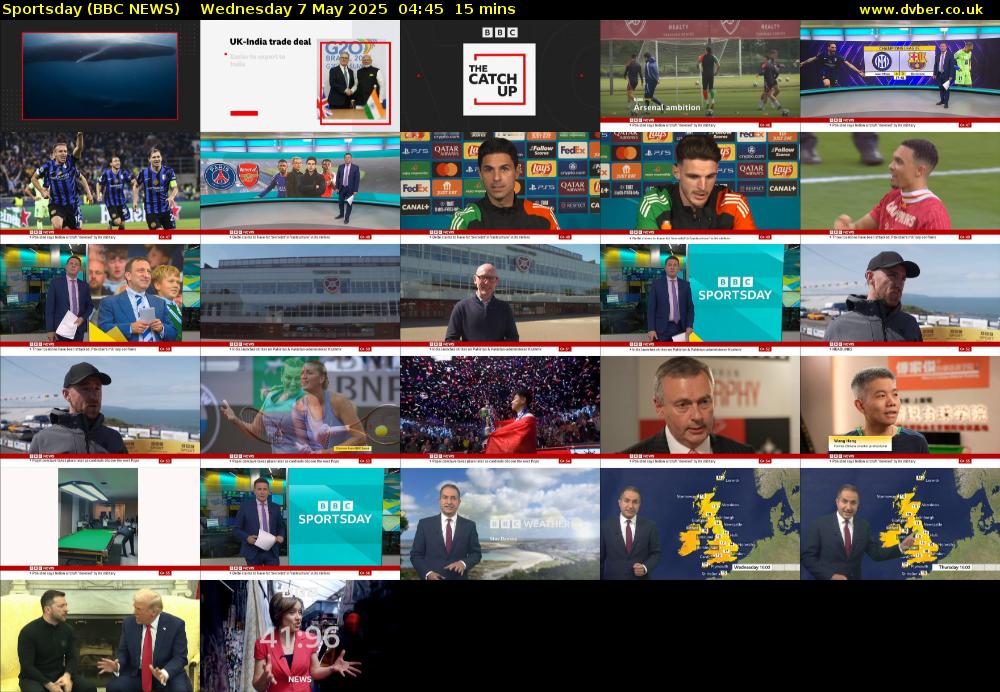 Sportsday (BBC NEWS) Wednesday 7 May 2025 04:45 - 05:00