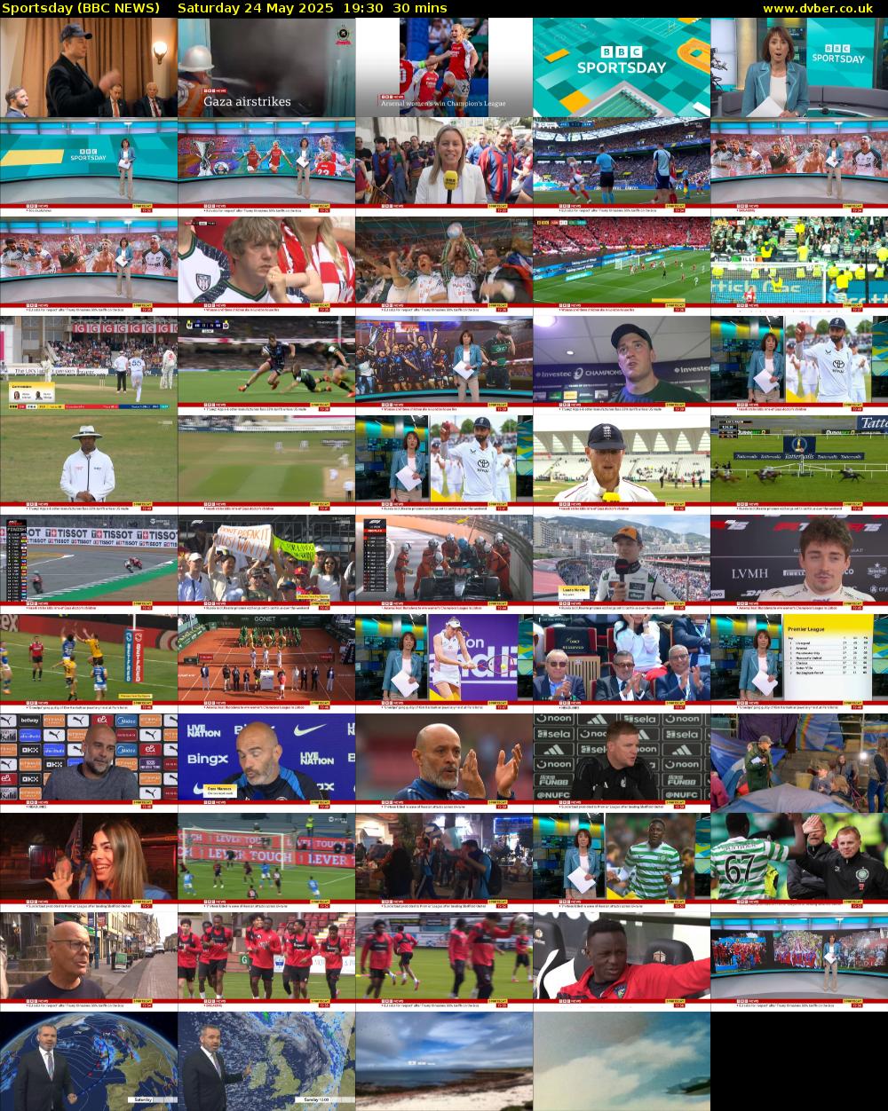 Sportsday (BBC NEWS) Saturday 24 May 2025 19:30 - 20:00