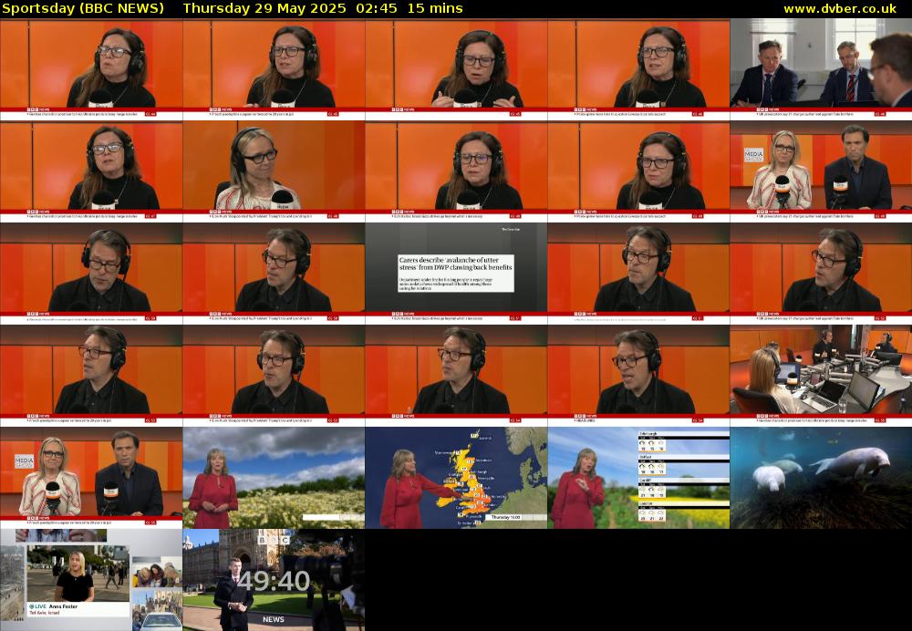 Sportsday (BBC NEWS) Thursday 29 May 2025 02:45 - 03:00