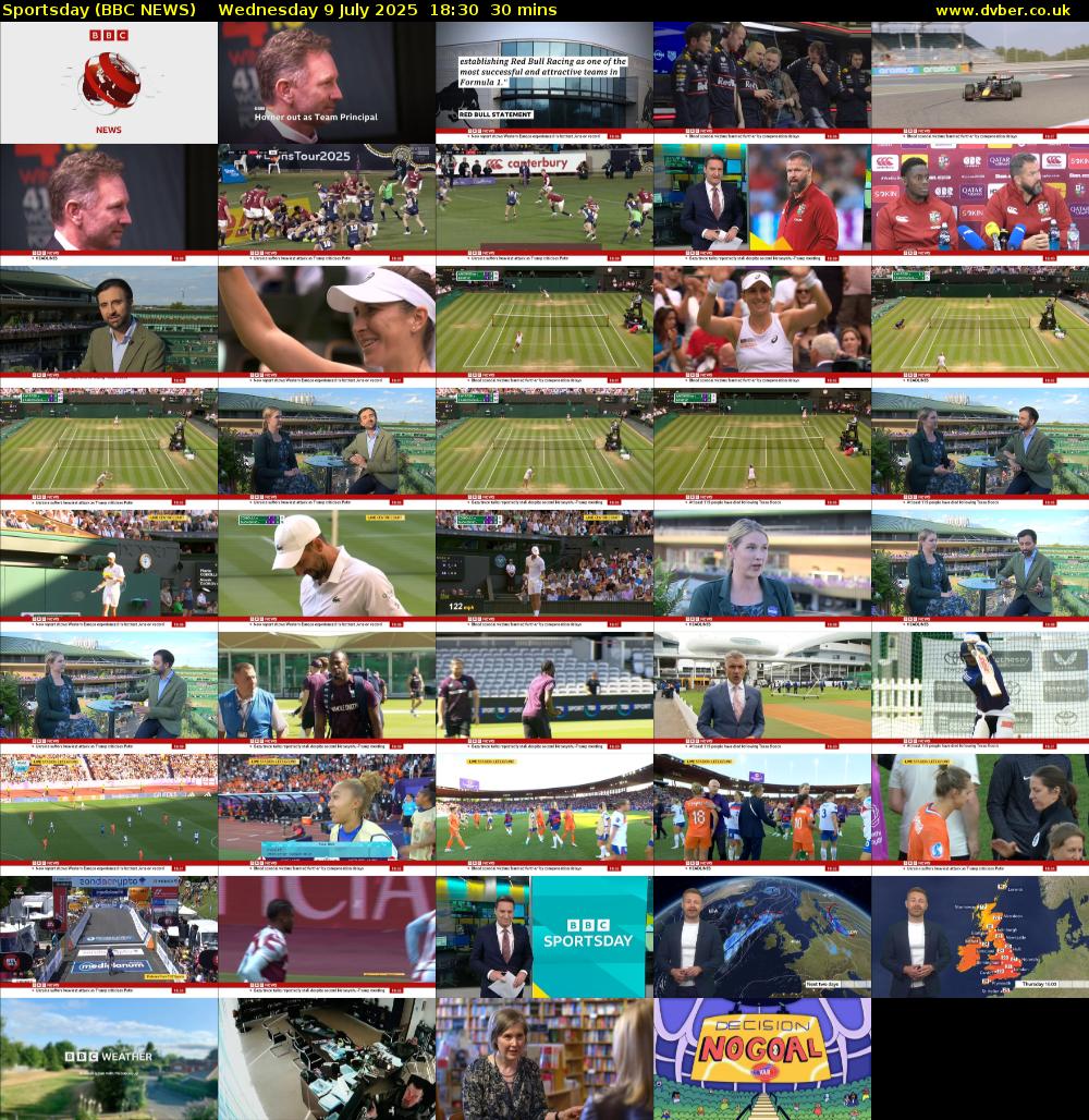 Sportsday (BBC NEWS) Wednesday 9 July 2025 18:30 - 19:00