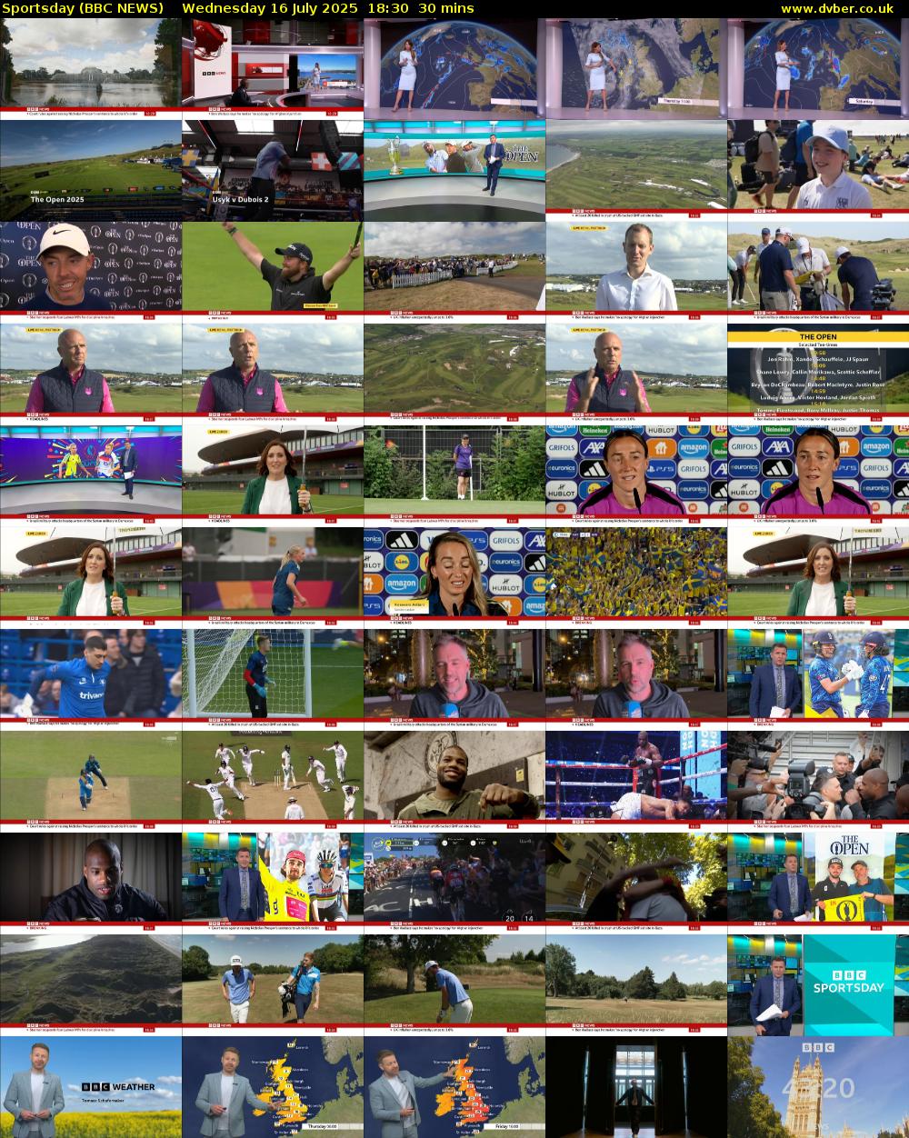 Sportsday (BBC NEWS) Wednesday 16 July 2025 18:30 - 19:00