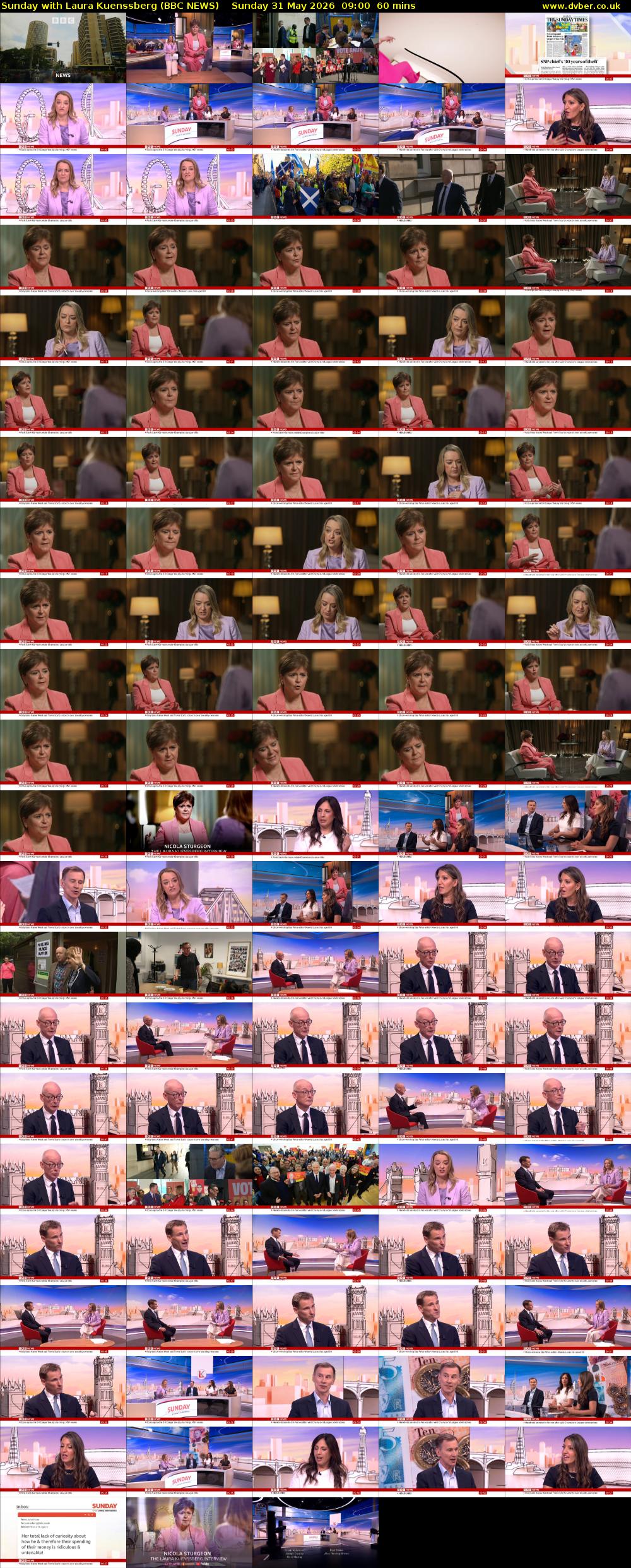 Sunday with Laura Kuenssberg (BBC NEWS) Sunday 31 May 2026 09:00 - 10:00