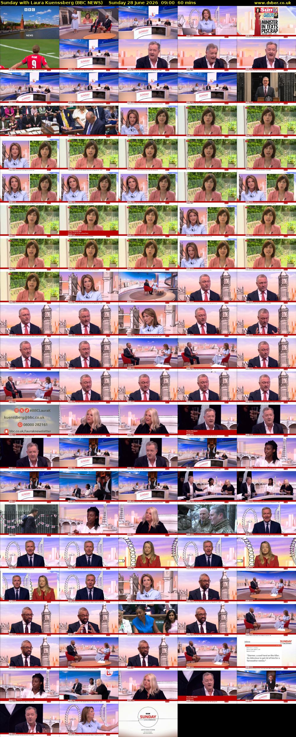 Sunday with Laura Kuenssberg (BBC NEWS) Sunday 28 June 2026 09:00 - 10:00