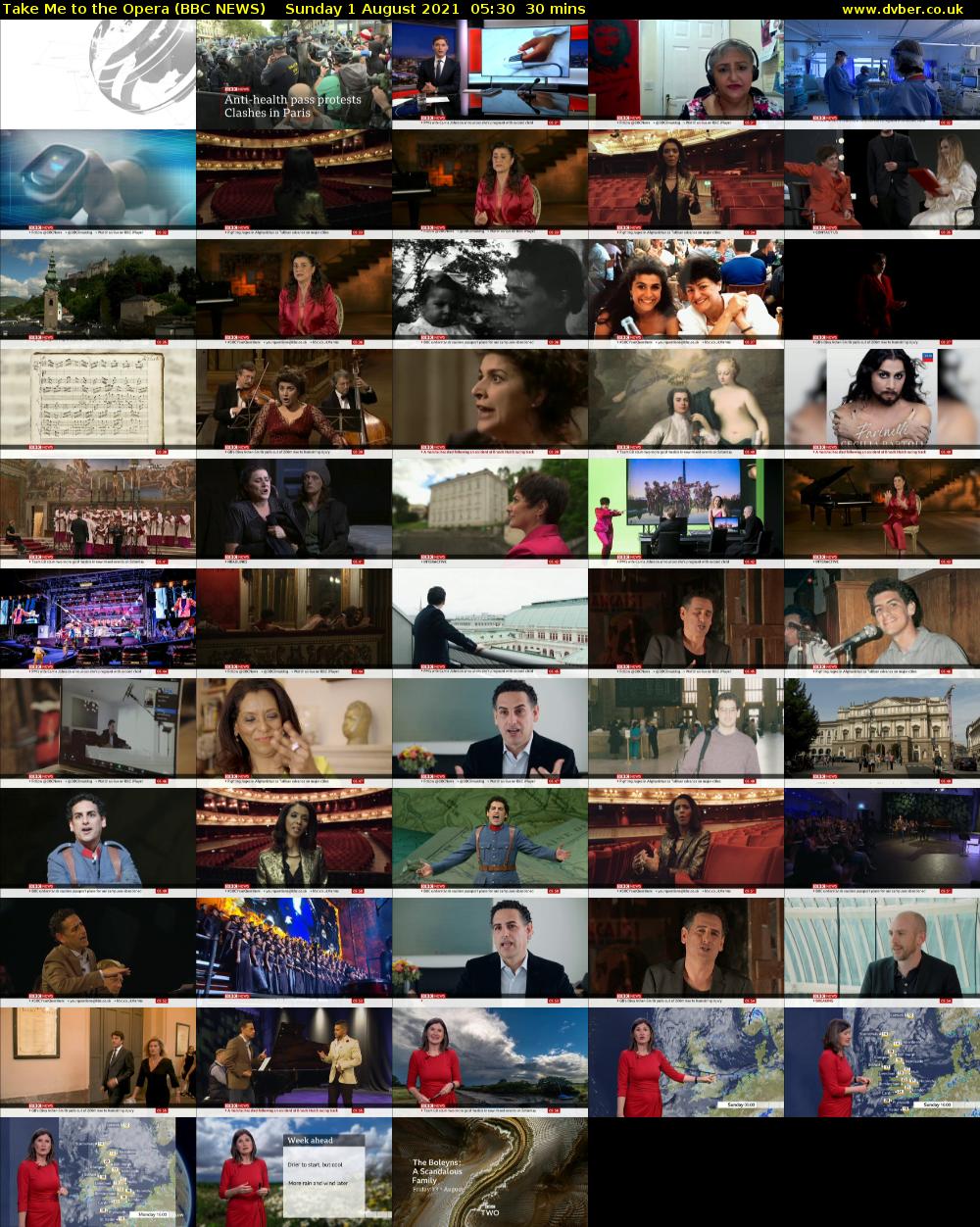 Take Me to the Opera (BBC NEWS) Sunday 1 August 2021 05:30 - 06:00