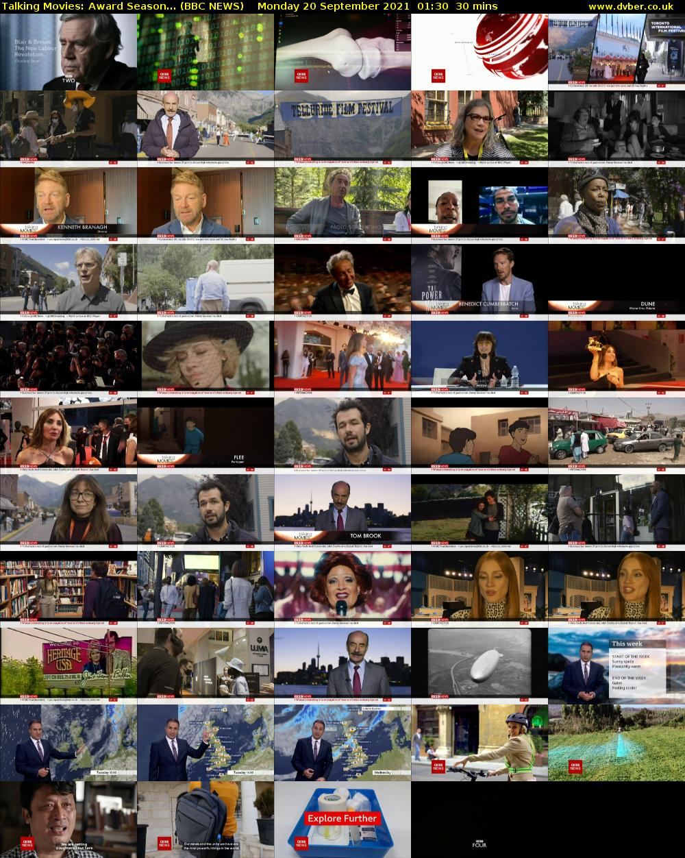 Talking Movies: Award Season... (BBC NEWS) Monday 20 September 2021 01:30 - 02:00