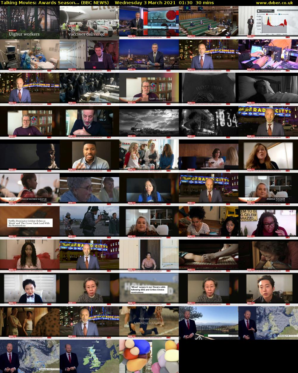 Talking Movies: Awards Season... (BBC NEWS) Wednesday 3 March 2021 01:30 - 02:00