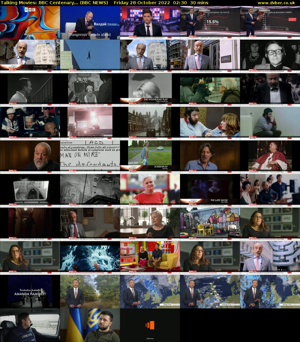 Talking Movies: BBC Centenary... (BBC NEWS) Friday 28 October 2022 02:30 - 03:00