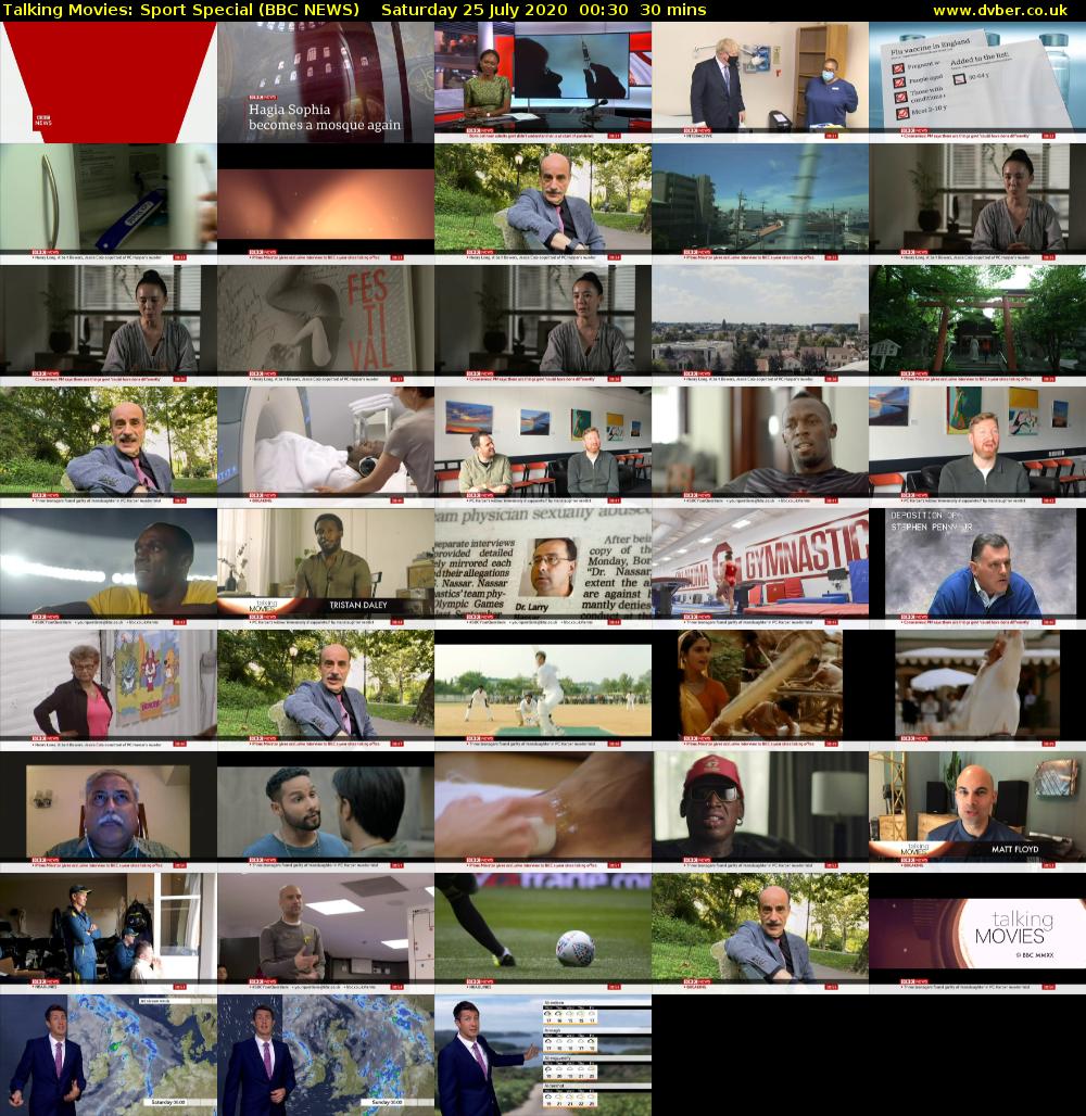Talking Movies: Sport Special (BBC NEWS) Saturday 25 July 2020 00:30 - 01:00