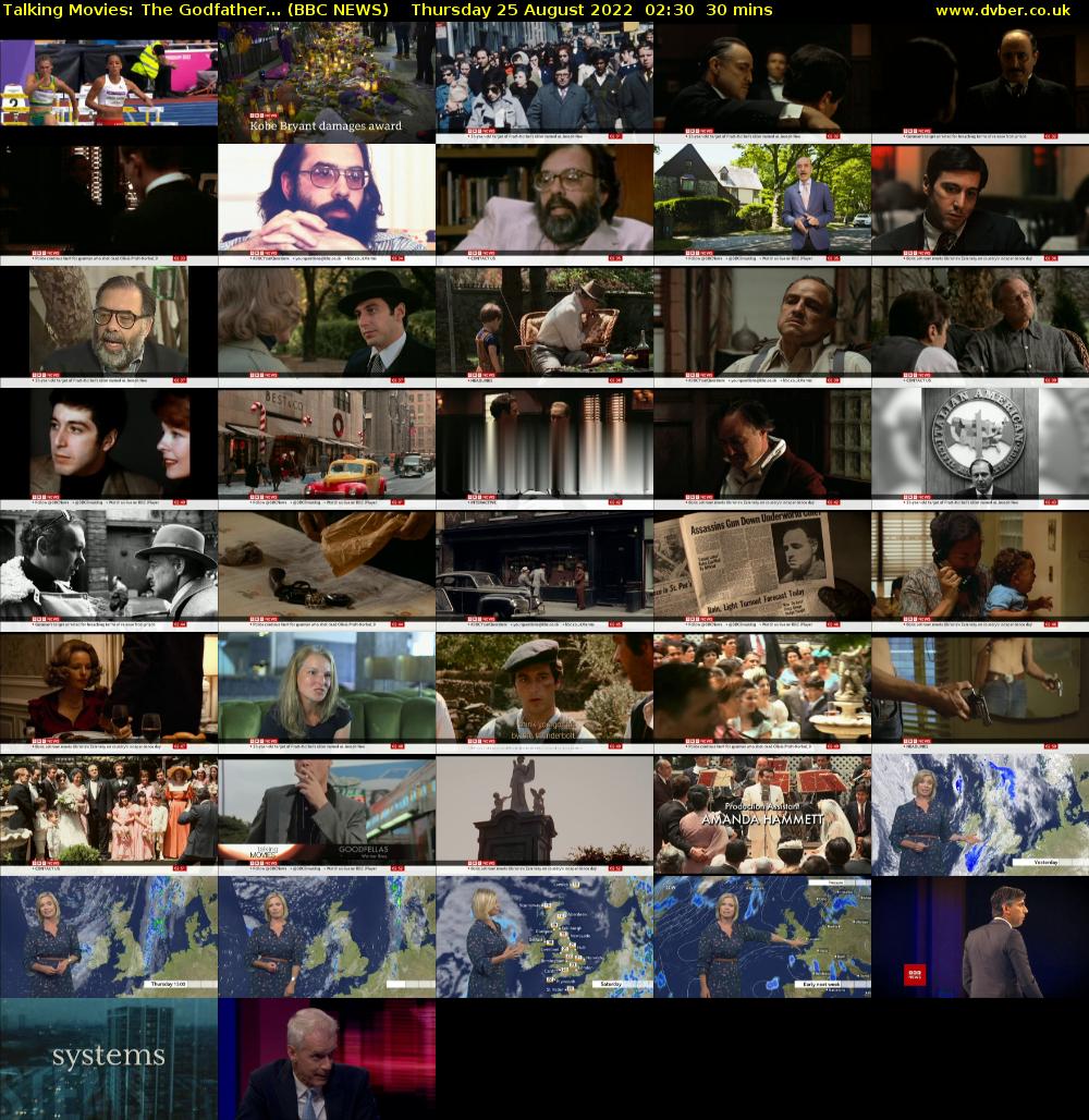 Talking Movies: The Godfather... (BBC NEWS) Thursday 25 August 2022 02:30 - 03:00