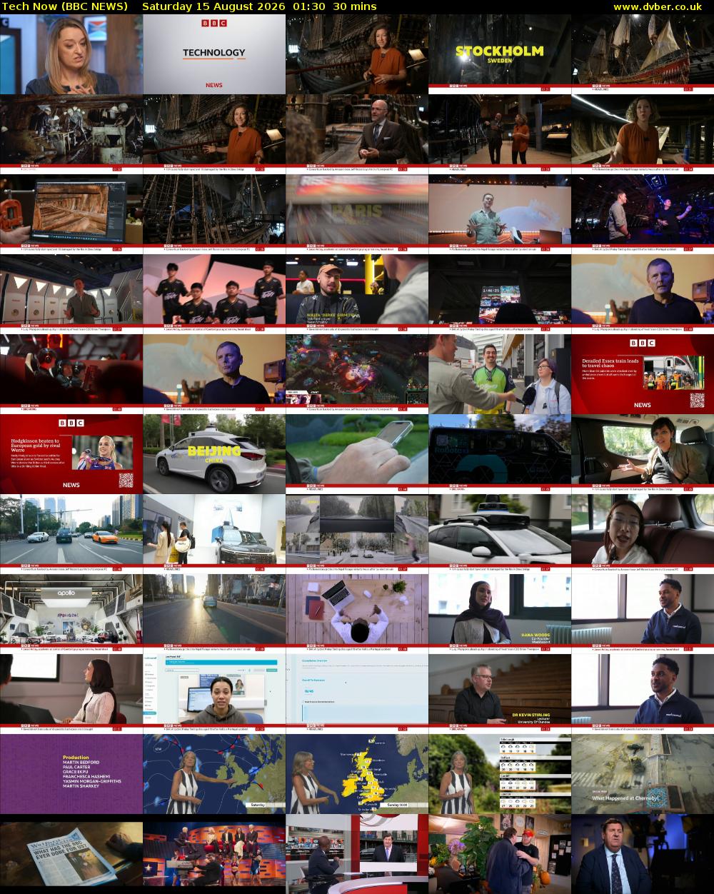 Tech Now (BBC NEWS) Saturday 15 August 2026 01:30 - 02:00
