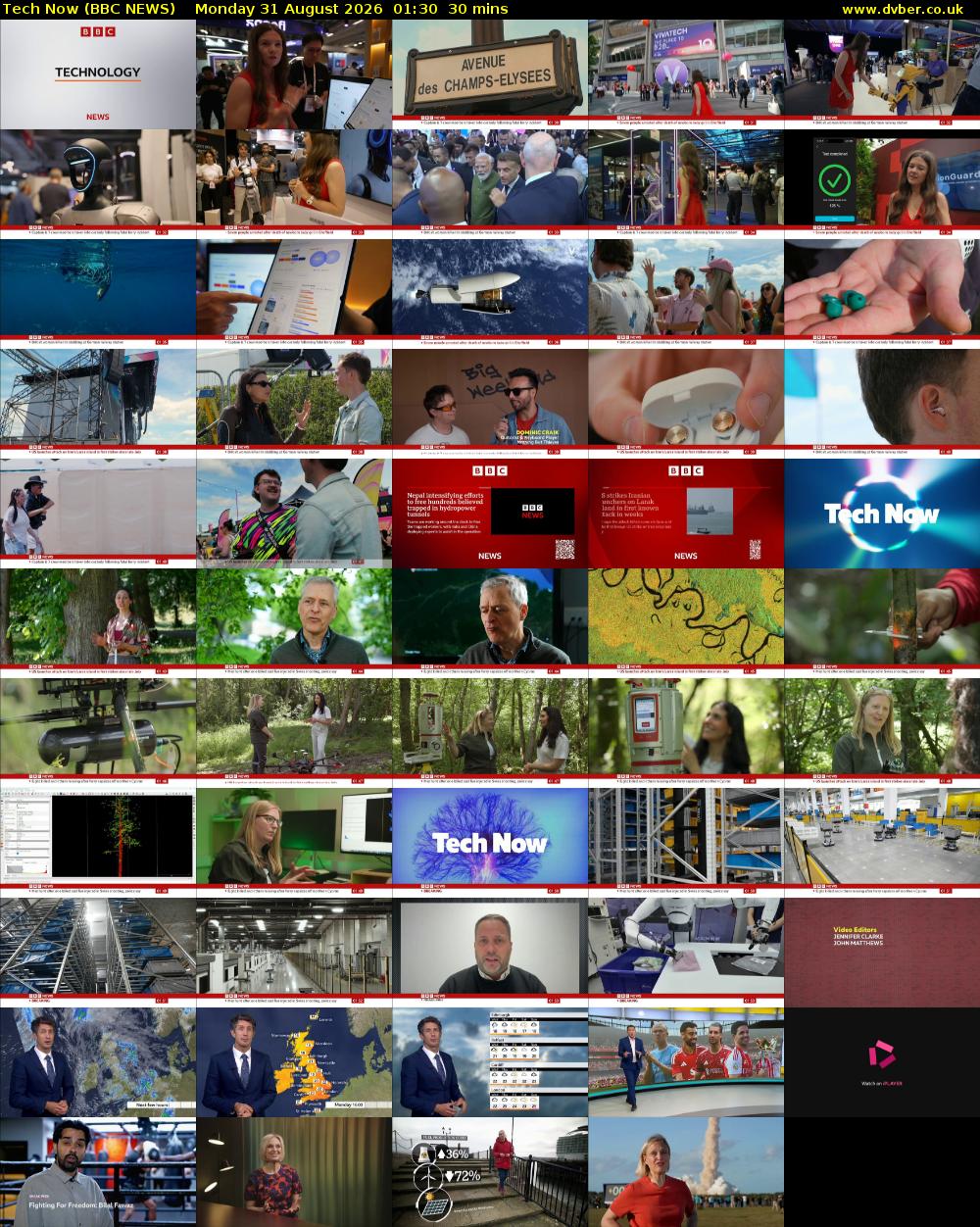 Tech Now (BBC NEWS) Monday 31 August 2026 01:30 - 02:00