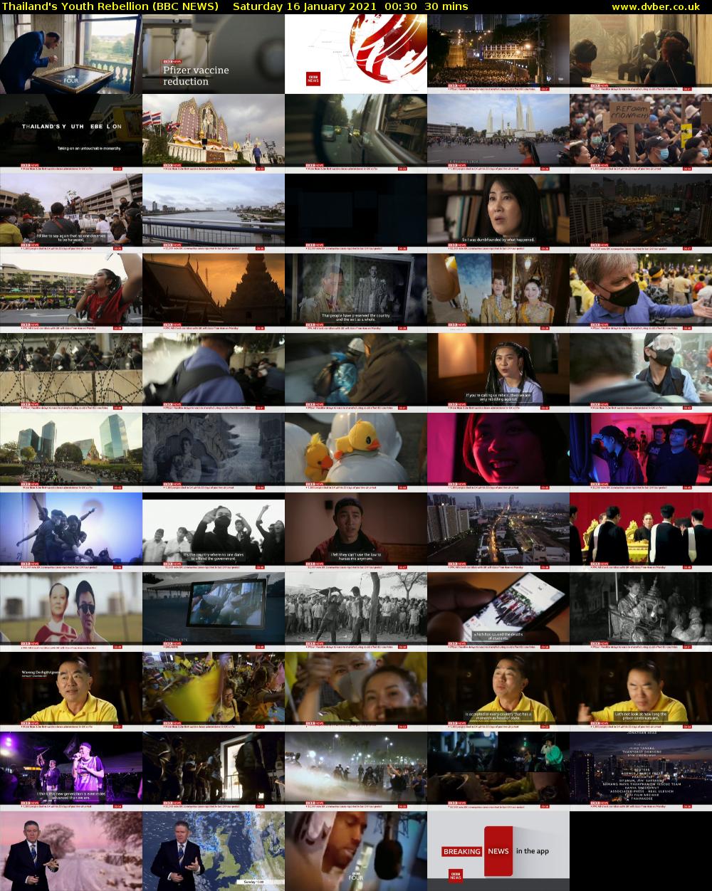 Thailand's Youth Rebellion (BBC NEWS) Saturday 16 January 2021 00:30 - 01:00