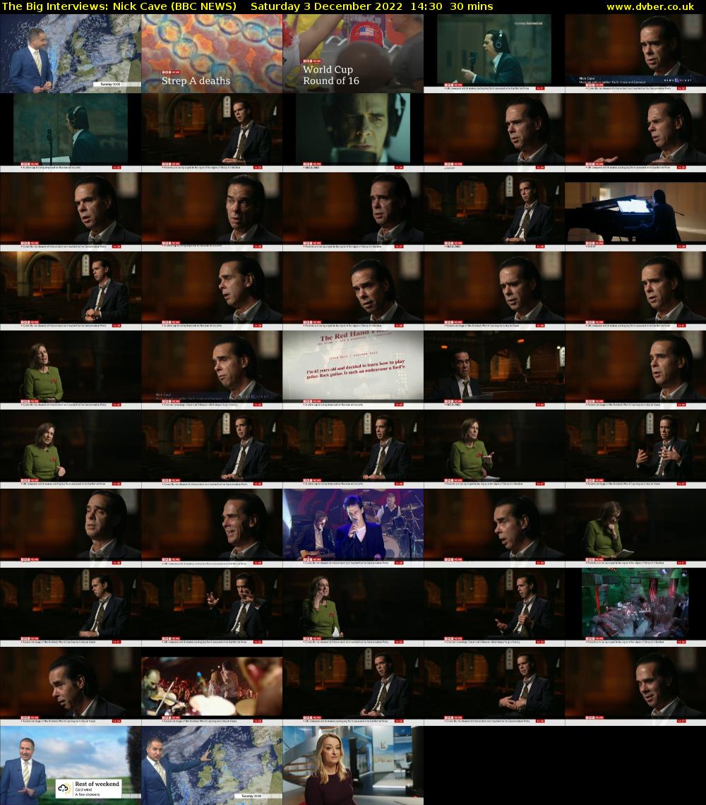 The Big Interviews: Nick Cave (BBC NEWS) Saturday 3 December 2022 14:30 - 15:00