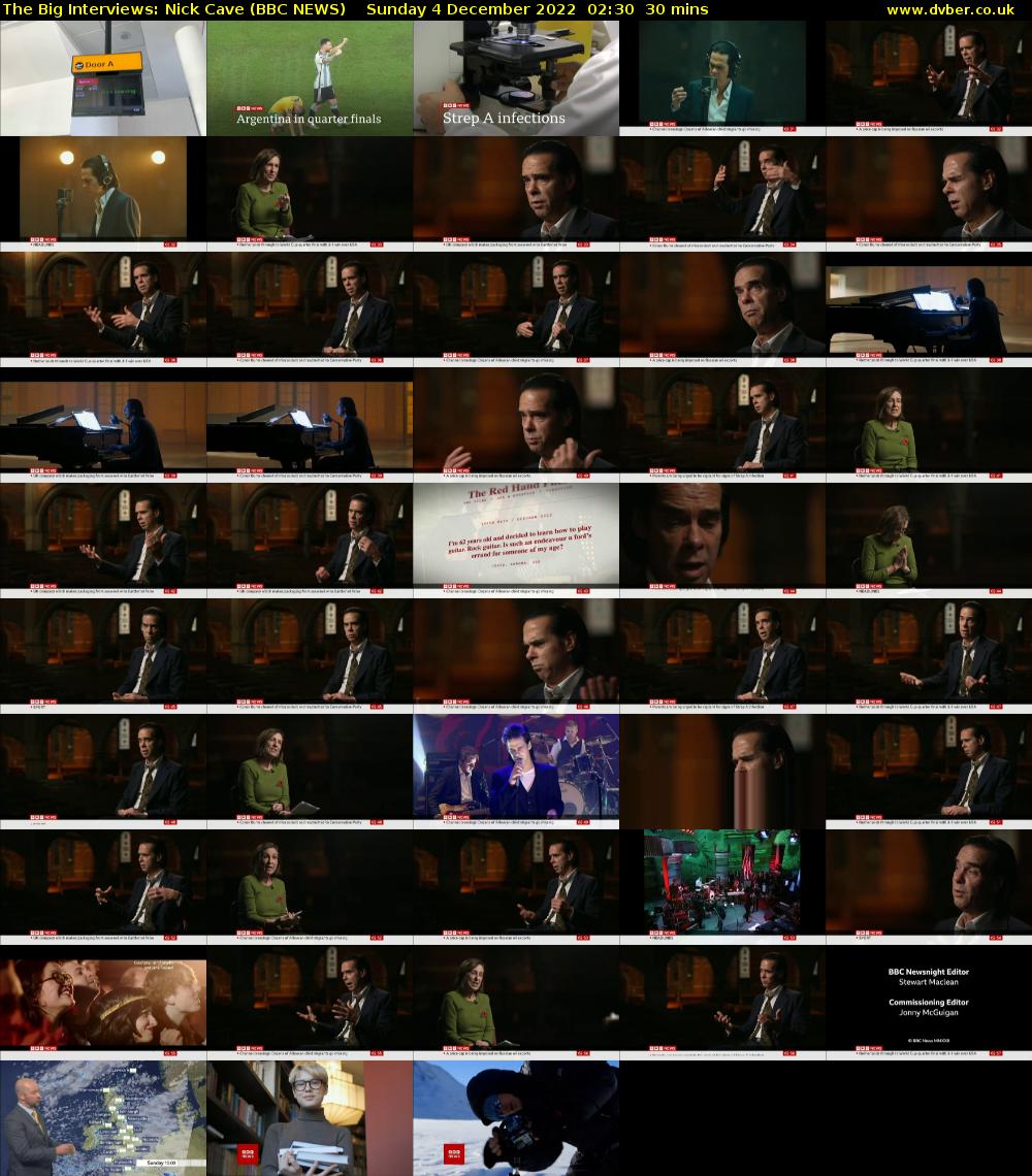 The Big Interviews: Nick Cave (BBC NEWS) Sunday 4 December 2022 02:30 - 03:00
