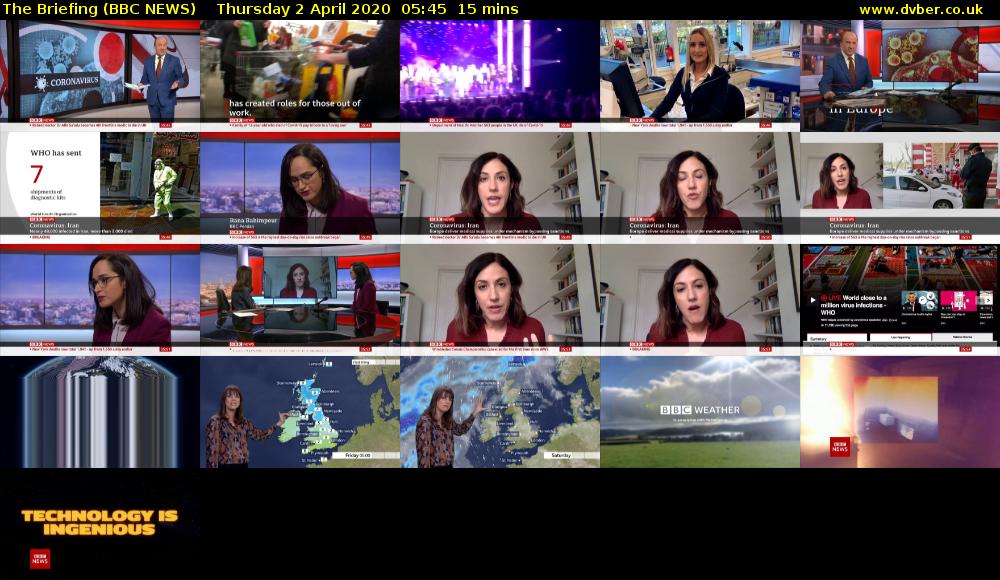 The Briefing (BBC NEWS) Thursday 2 April 2020 05:45 - 06:00