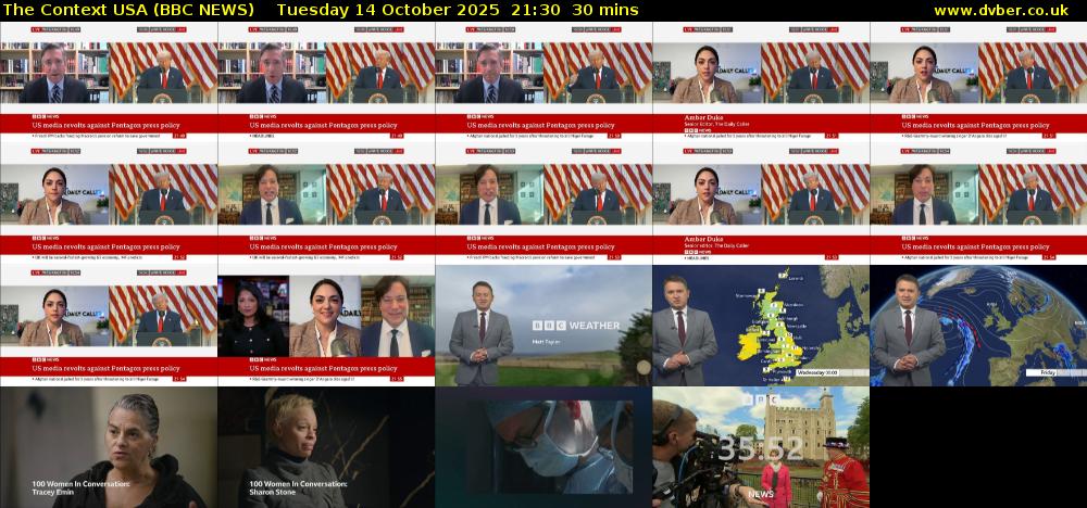 The Context USA (BBC NEWS) Tuesday 14 October 2025 21:30 - 22:00