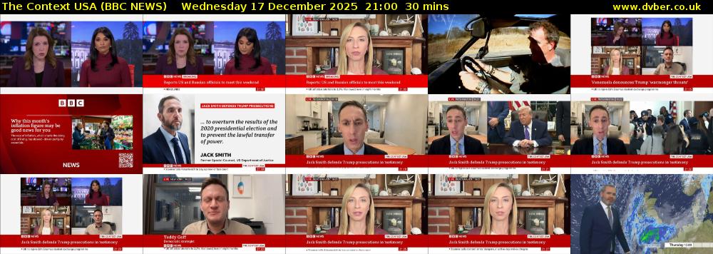 The Context USA (BBC NEWS) Wednesday 17 December 2025 21:00 - 21:30