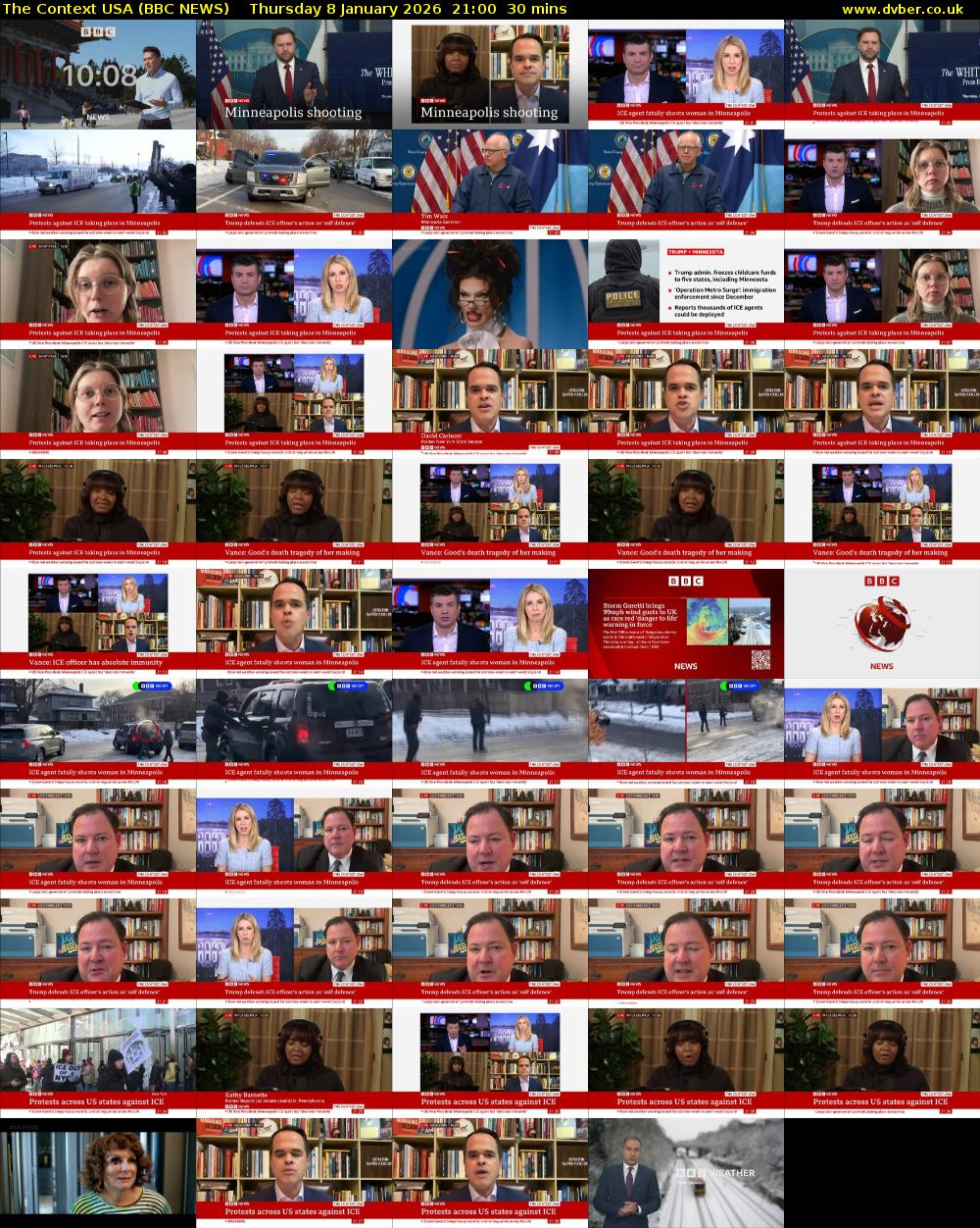 The Context USA (BBC NEWS) Thursday 8 January 2026 21:00 - 21:30