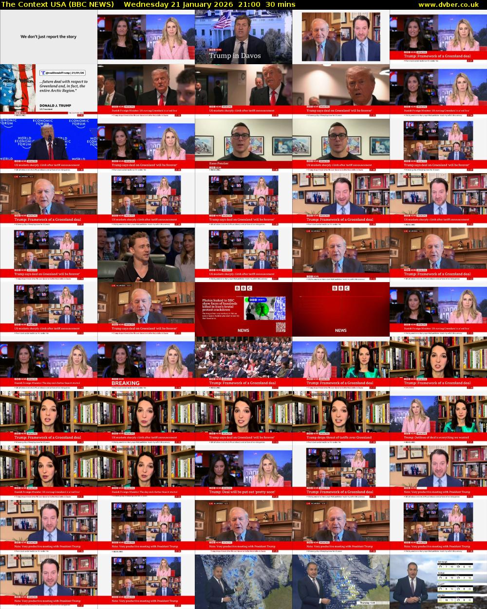 The Context USA (BBC NEWS) Wednesday 21 January 2026 21:00 - 21:30