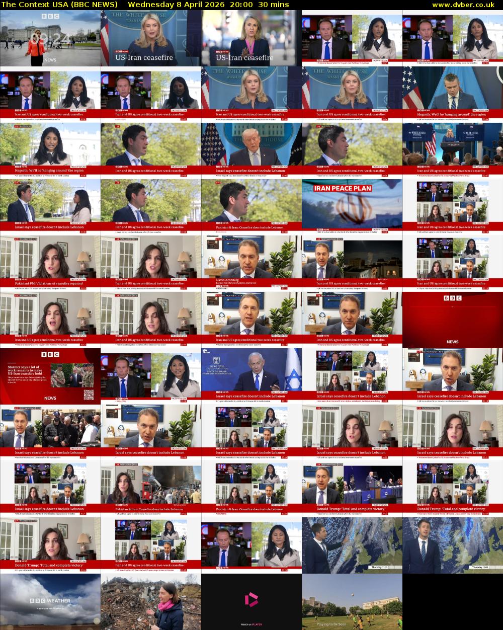 The Context USA (BBC NEWS) Wednesday 8 April 2026 20:00 - 20:30