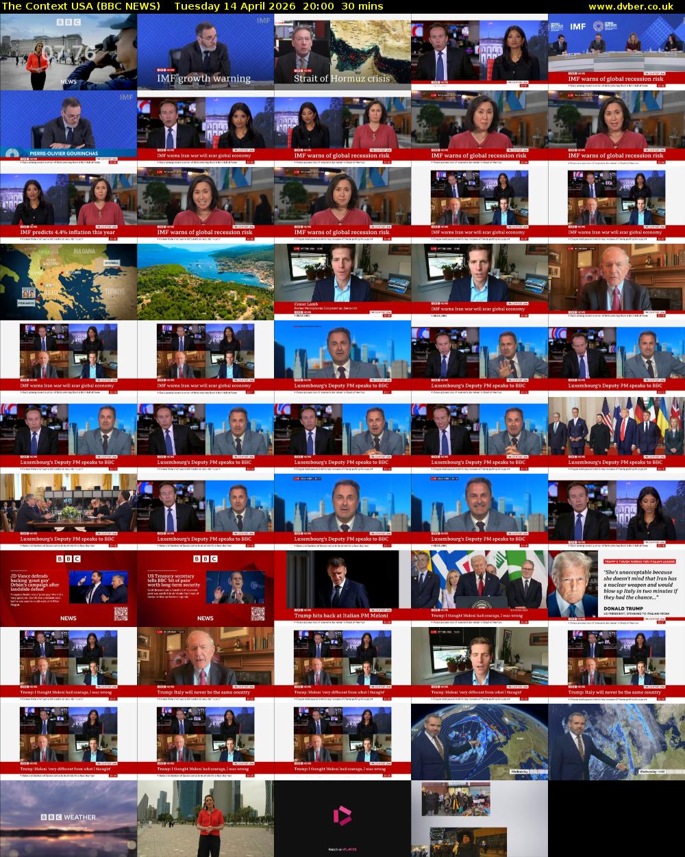 The Context USA (BBC NEWS) Tuesday 14 April 2026 20:00 - 20:30