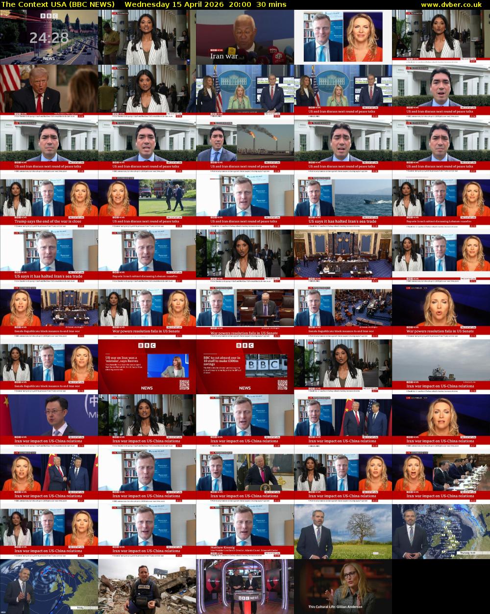 The Context USA (BBC NEWS) Wednesday 15 April 2026 20:00 - 20:30