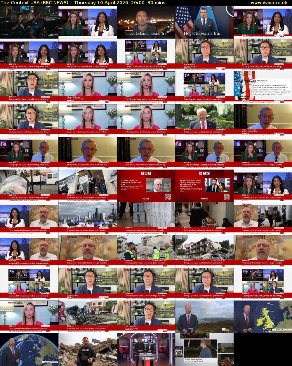 The Context USA (BBC NEWS) Thursday 16 April 2026 20:00 - 20:30