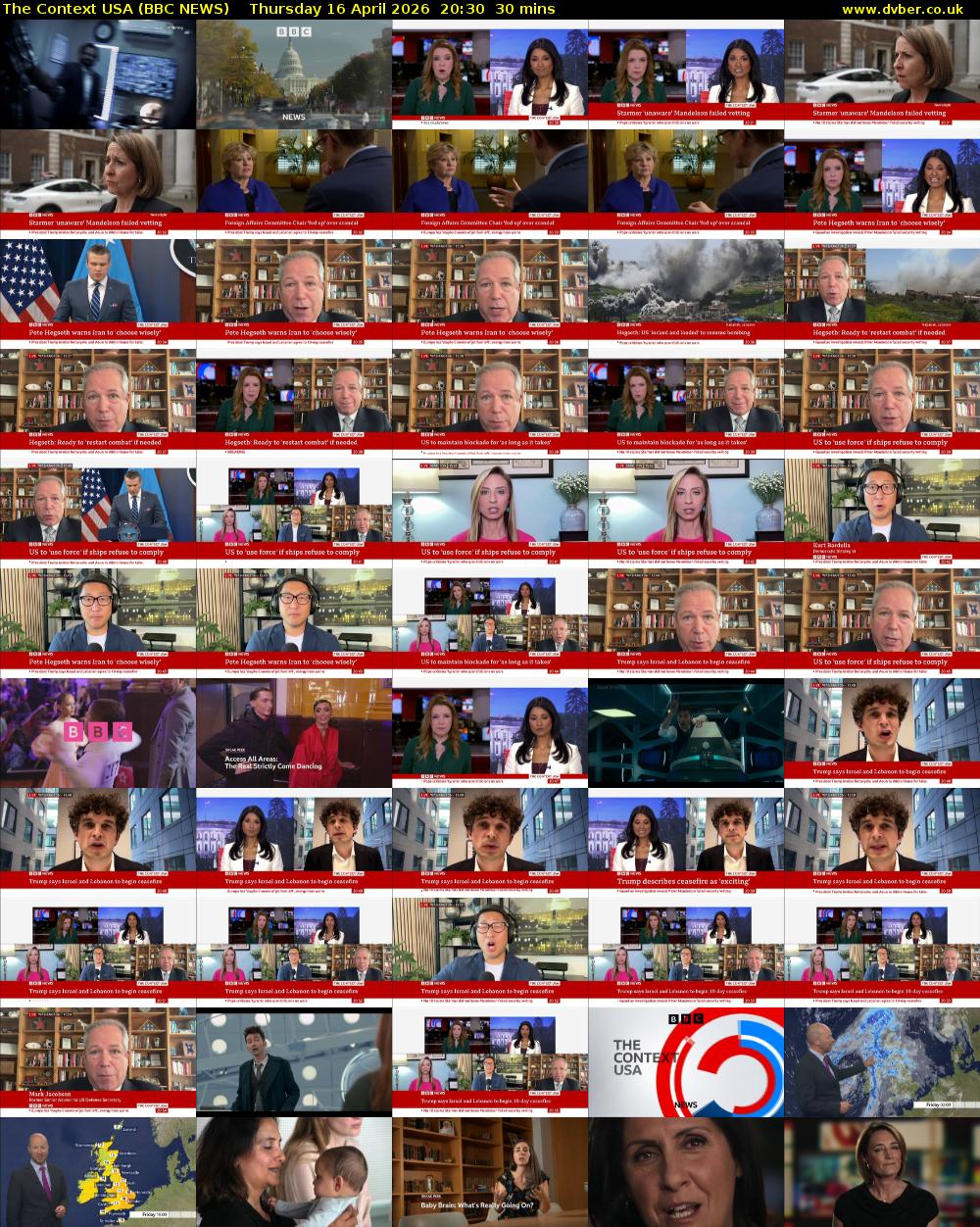 The Context USA (BBC NEWS) Thursday 16 April 2026 20:30 - 21:00