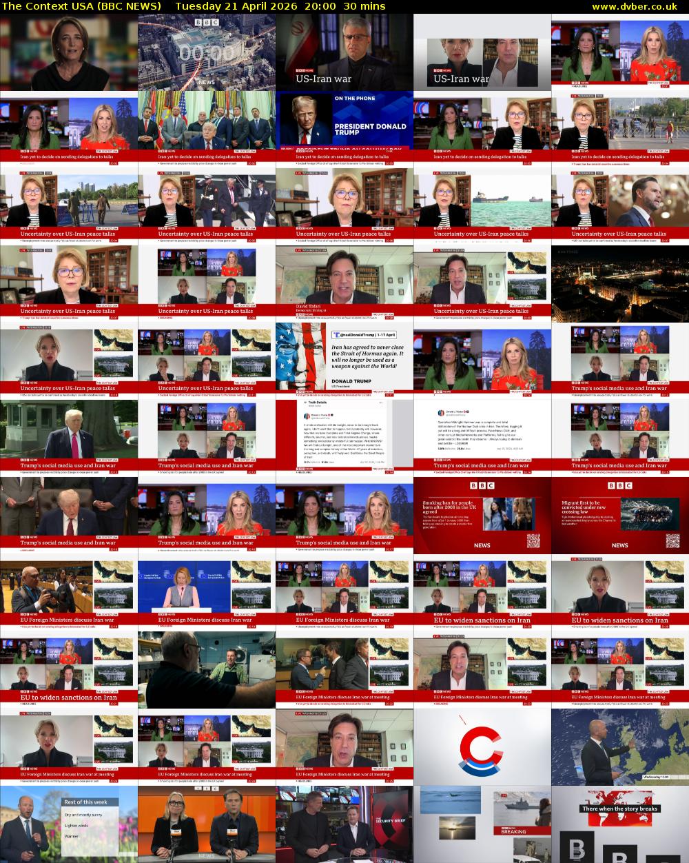 The Context USA (BBC NEWS) Tuesday 21 April 2026 20:00 - 20:30
