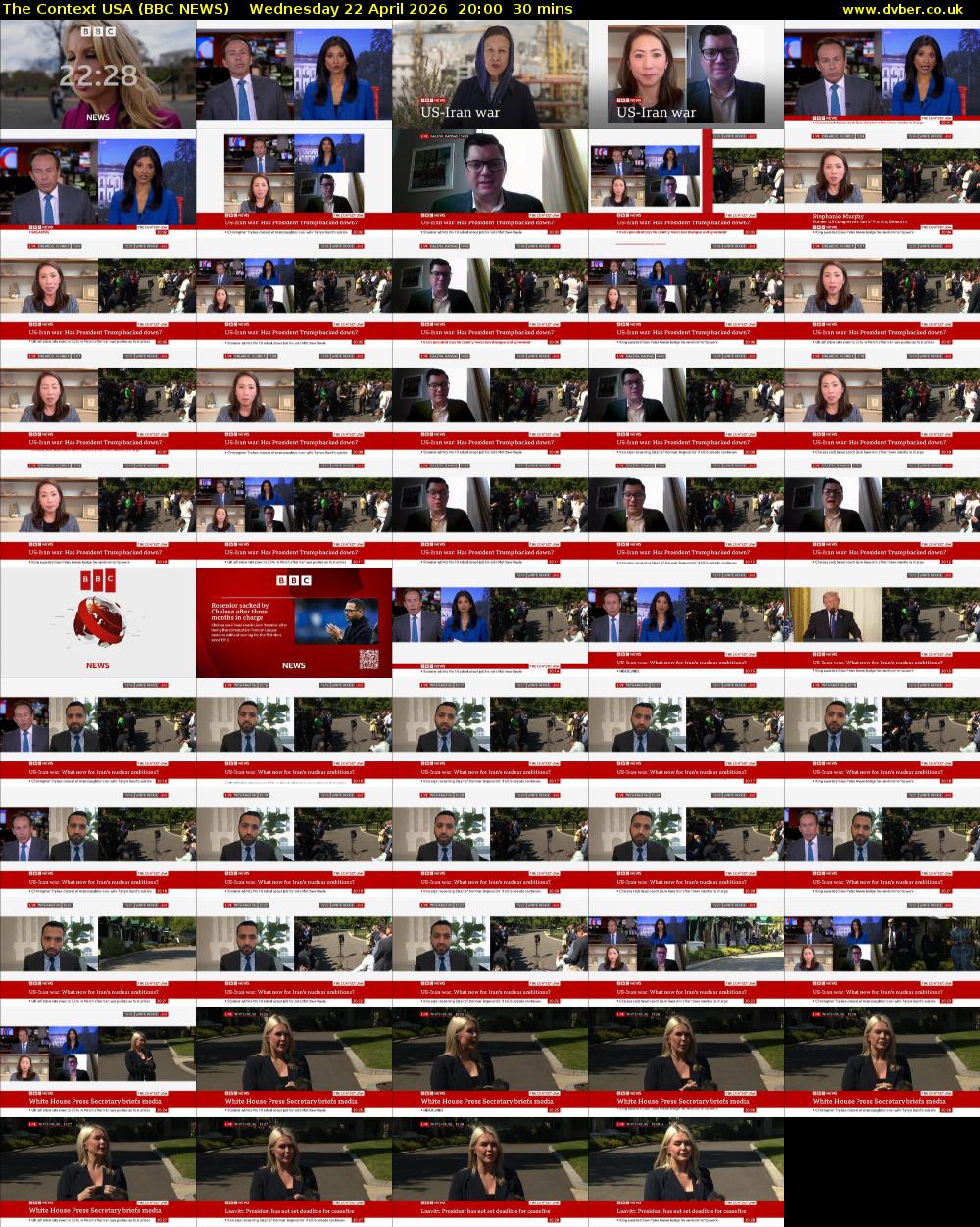 The Context USA (BBC NEWS) Wednesday 22 April 2026 20:00 - 20:30