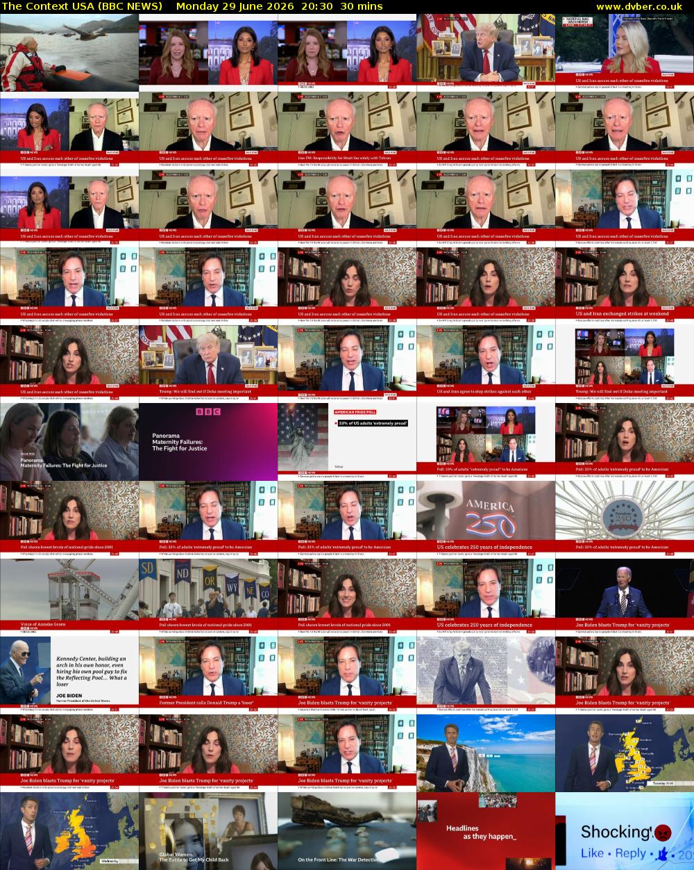 The Context USA (BBC NEWS) Monday 29 June 2026 20:30 - 21:00