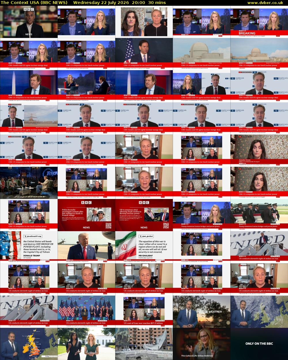 The Context USA (BBC NEWS) Wednesday 22 July 2026 20:00 - 20:30