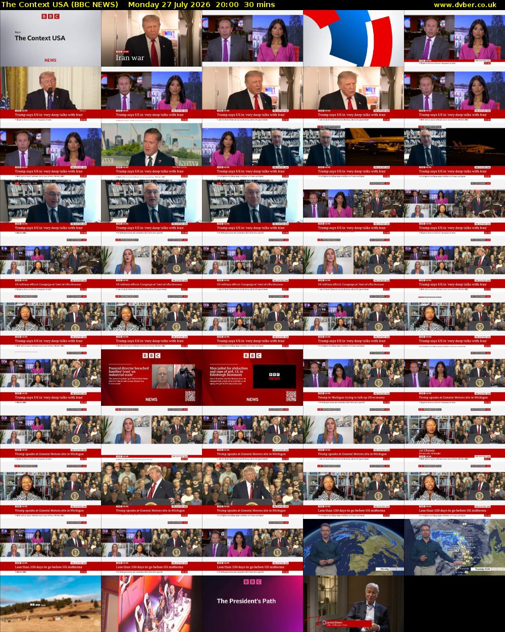 The Context USA (BBC NEWS) Monday 27 July 2026 20:00 - 20:30