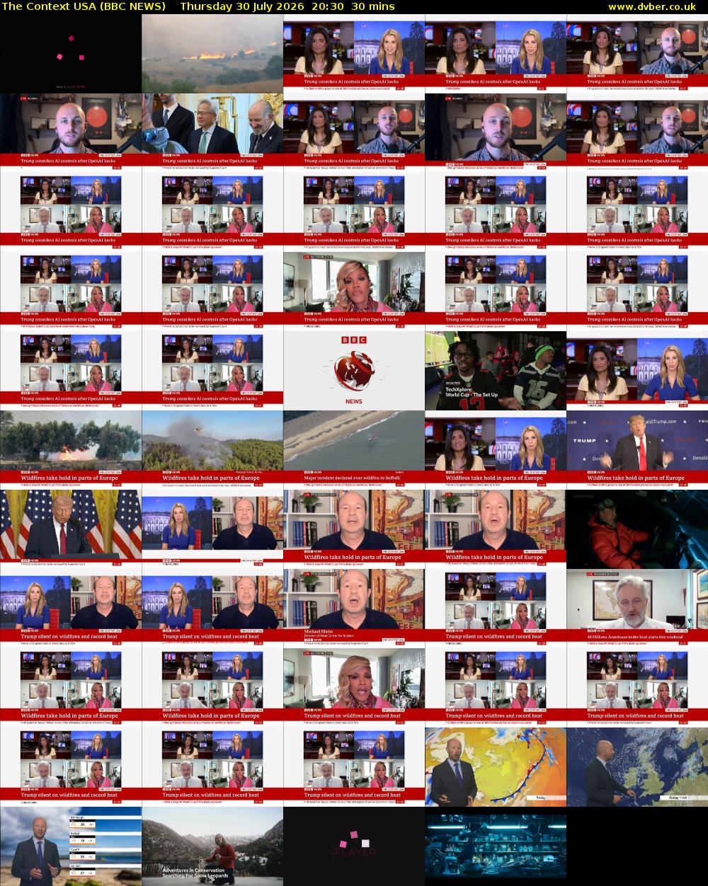 The Context USA (BBC NEWS) Thursday 30 July 2026 20:30 - 21:00