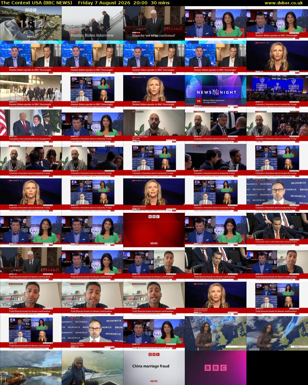 The Context USA (BBC NEWS) Friday 7 August 2026 20:00 - 20:30