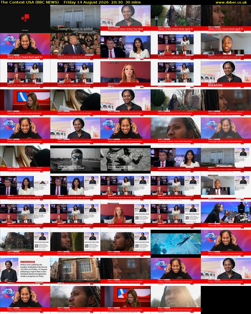 The Context USA (BBC NEWS) Friday 14 August 2026 20:30 - 21:00