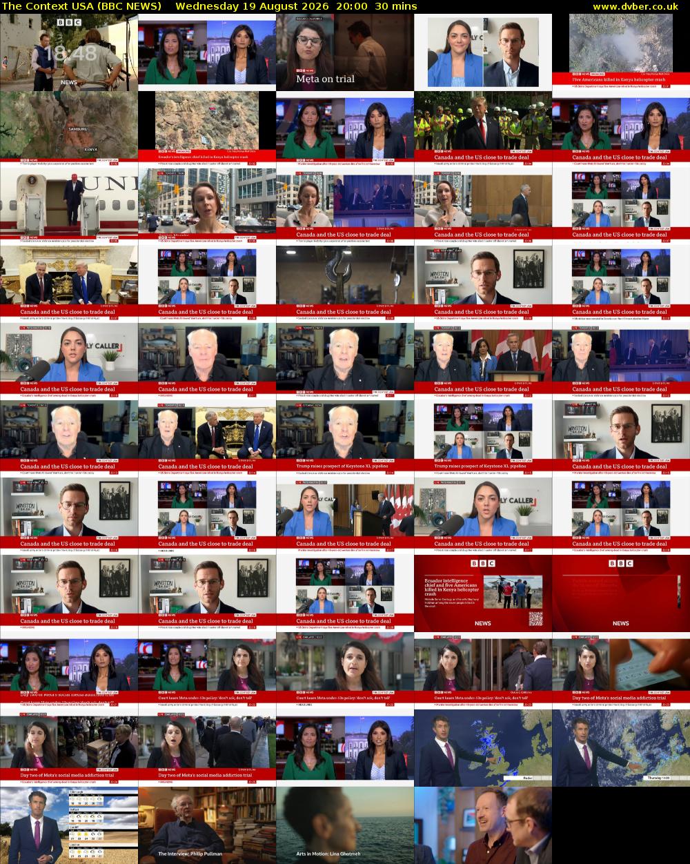 The Context USA (BBC NEWS) Wednesday 19 August 2026 20:00 - 20:30