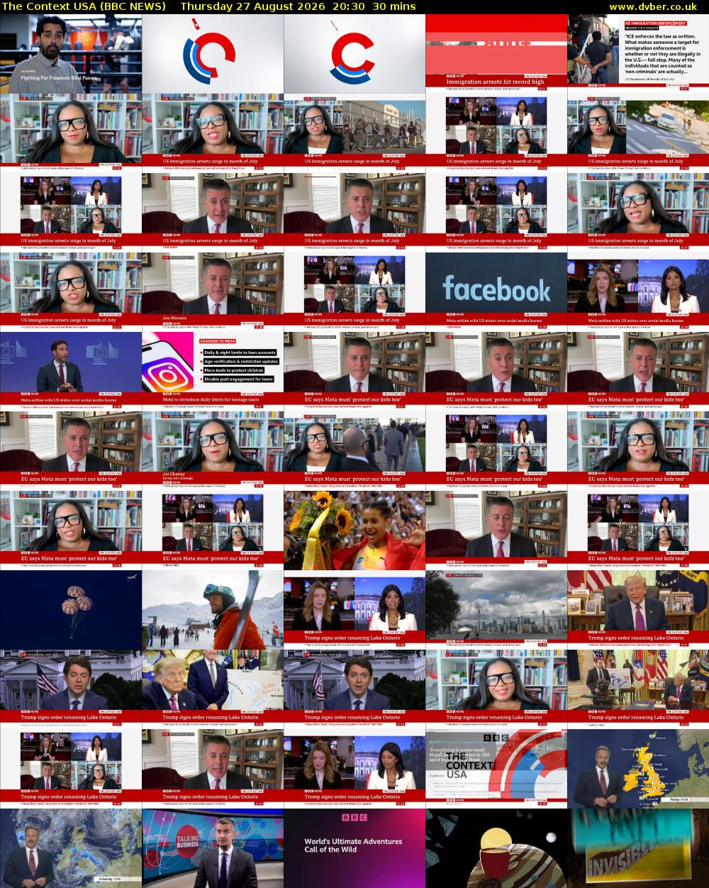 The Context USA (BBC NEWS) Thursday 27 August 2026 20:30 - 21:00