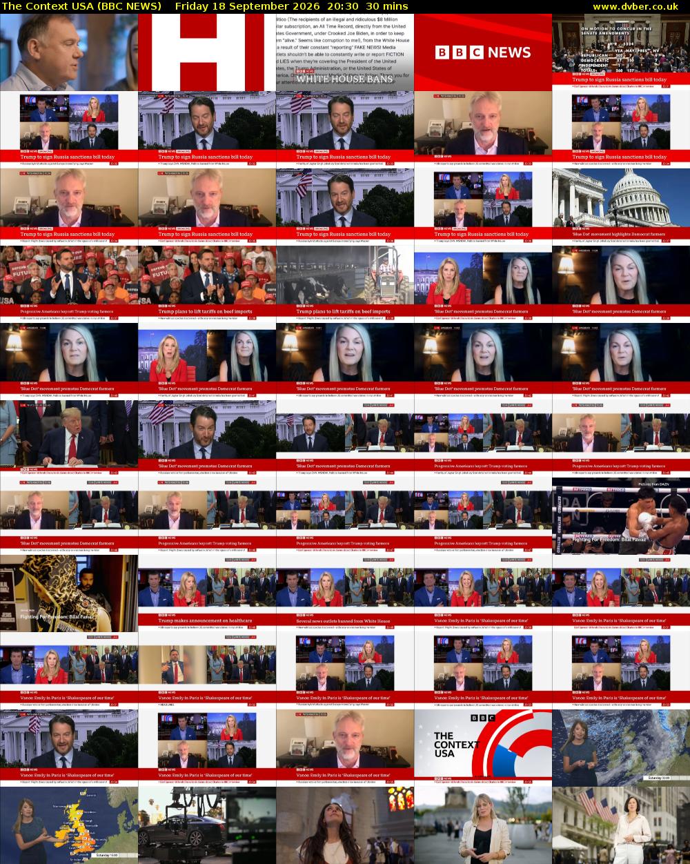 The Context USA (BBC NEWS) Friday 18 September 2026 20:30 - 21:00