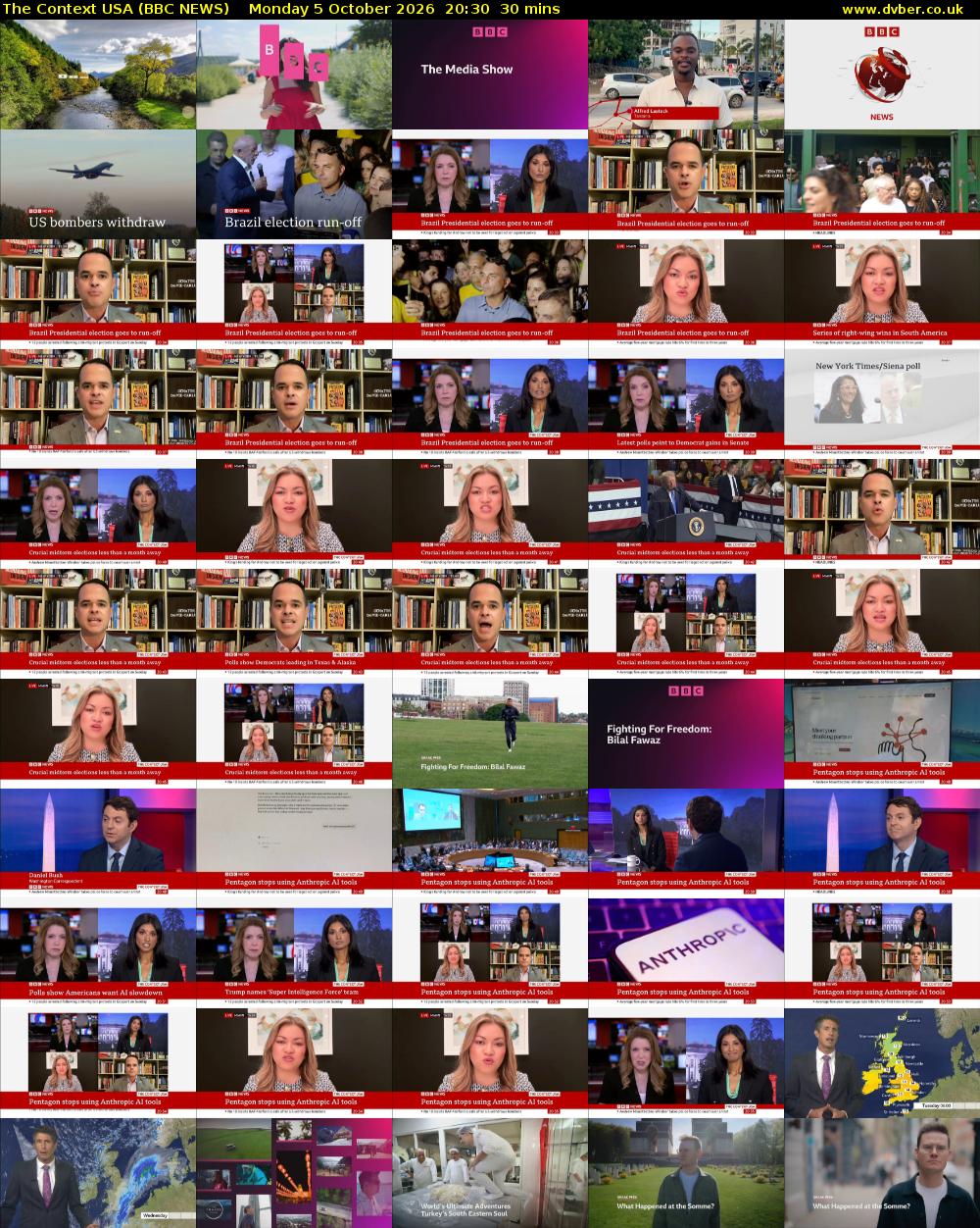The Context USA (BBC NEWS) Monday 5 October 2026 20:30 - 21:00