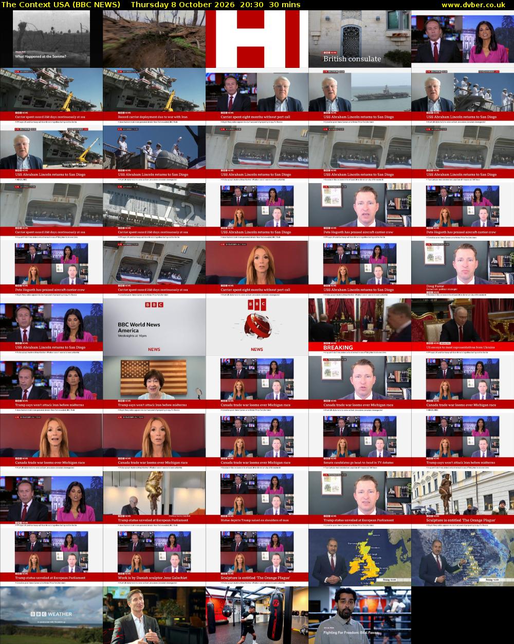 The Context USA (BBC NEWS) Thursday 8 October 2026 20:30 - 21:00