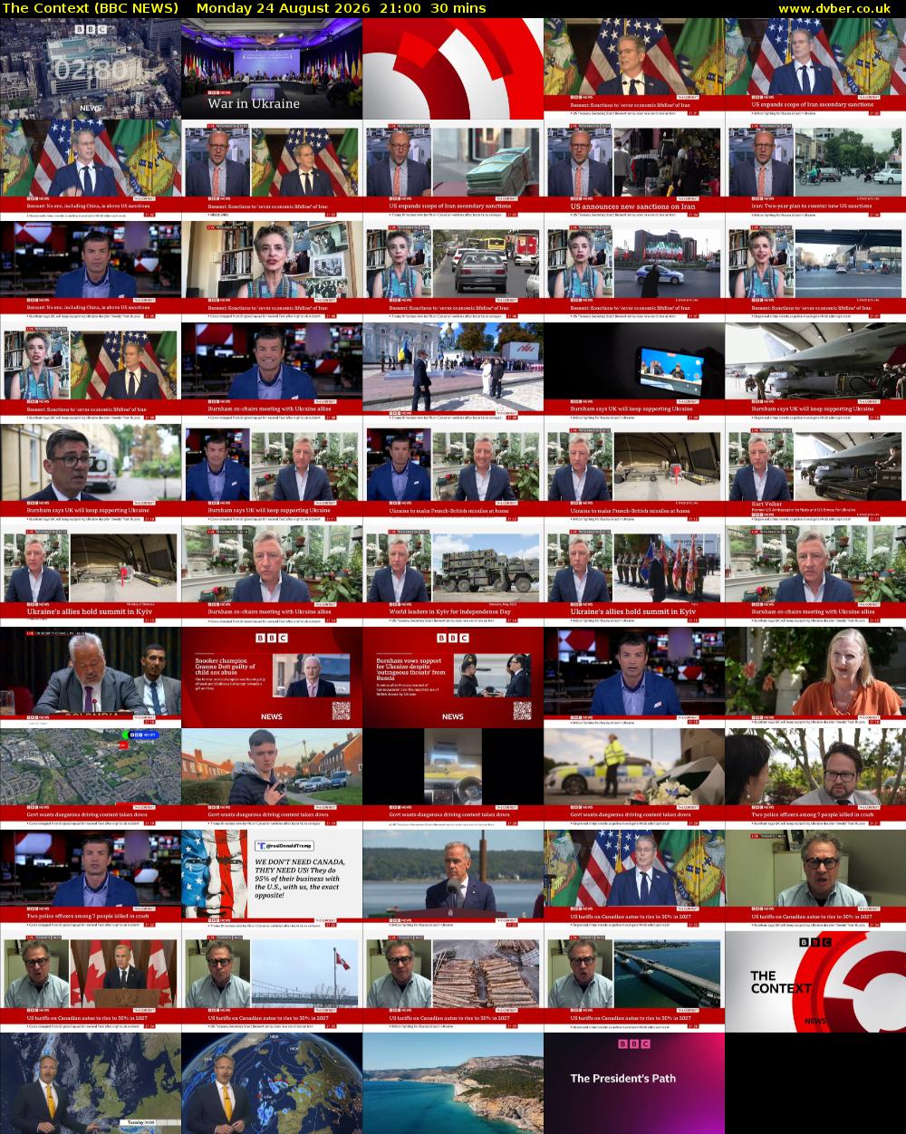 The Context (BBC NEWS) Monday 24 August 2026 21:00 - 21:30