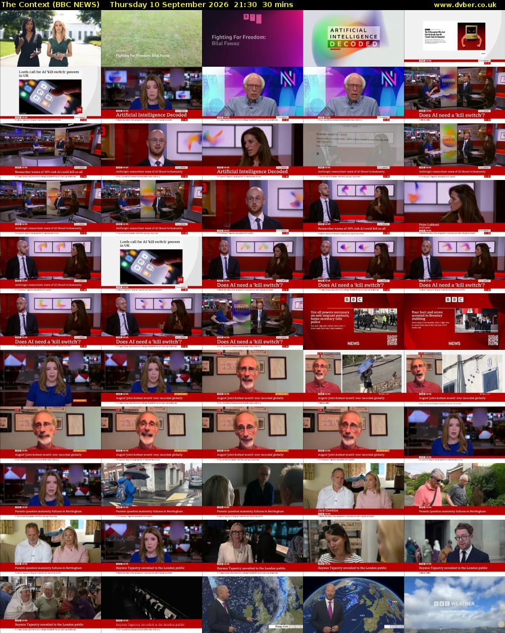 The Context (BBC NEWS) Thursday 10 September 2026 21:30 - 22:00