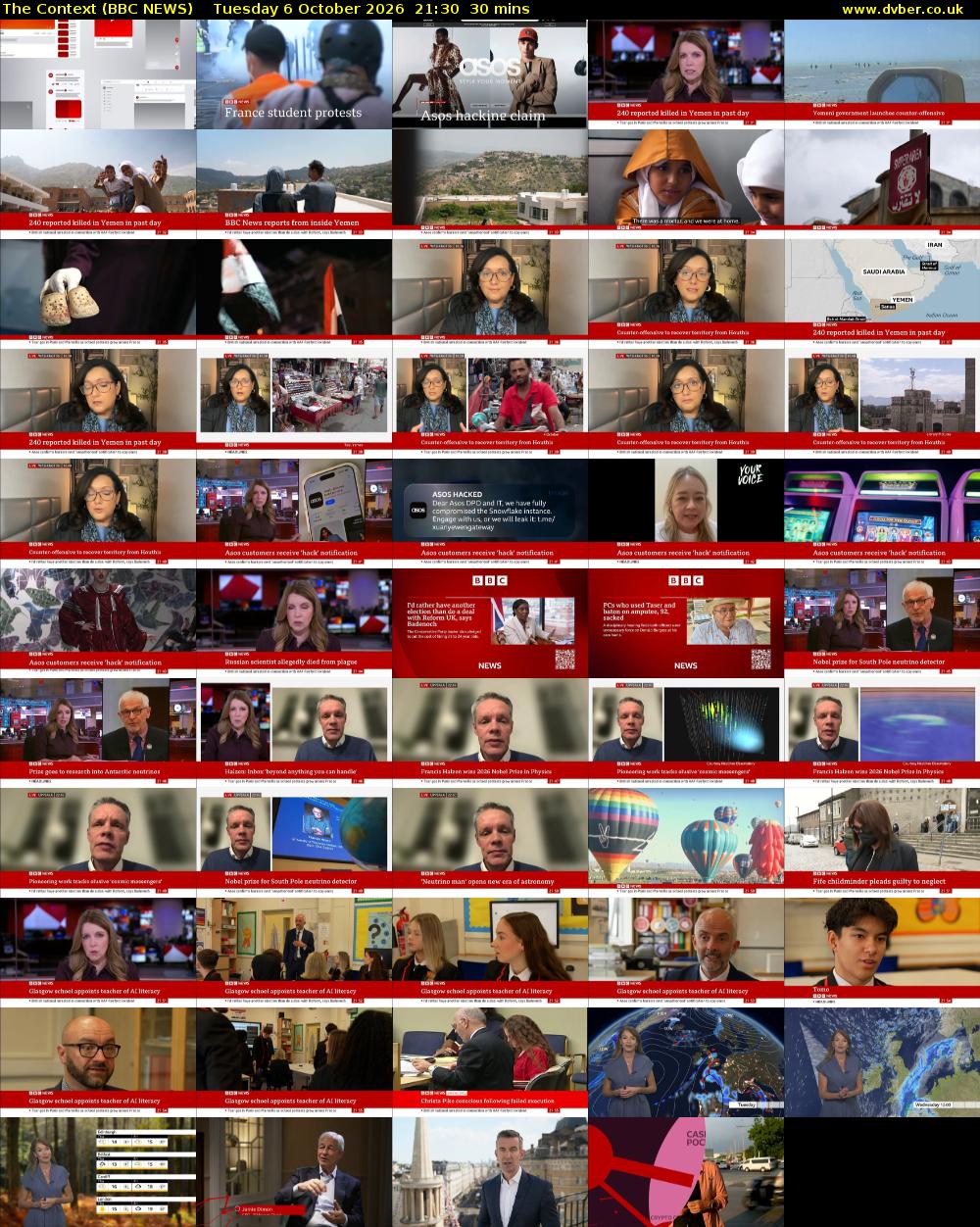 The Context (BBC NEWS) Tuesday 6 October 2026 21:30 - 22:00