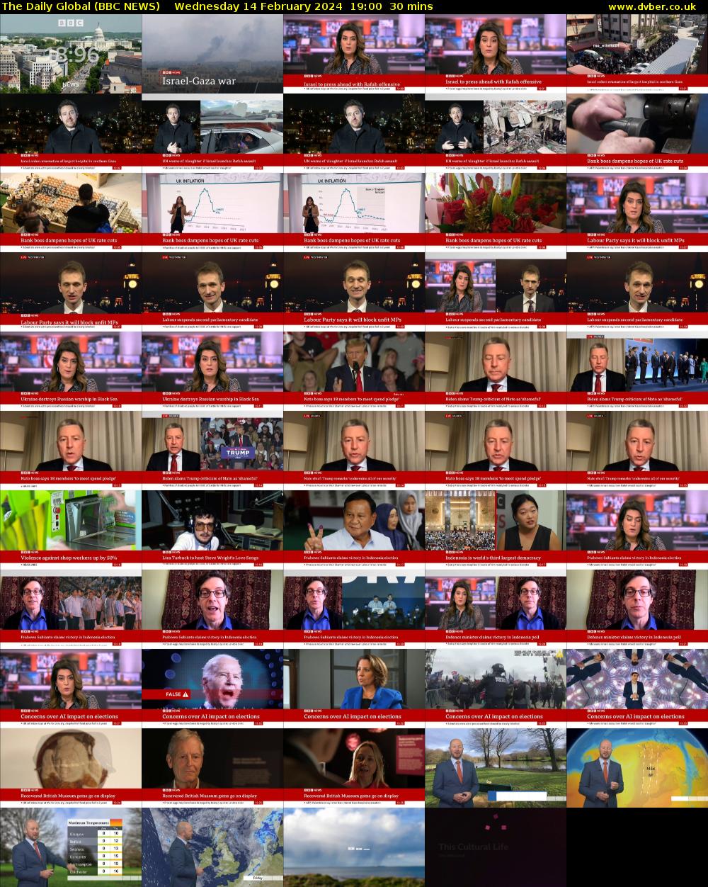 The Daily Global (BBC NEWS) Wednesday 14 February 2024 19:00 - 19:30