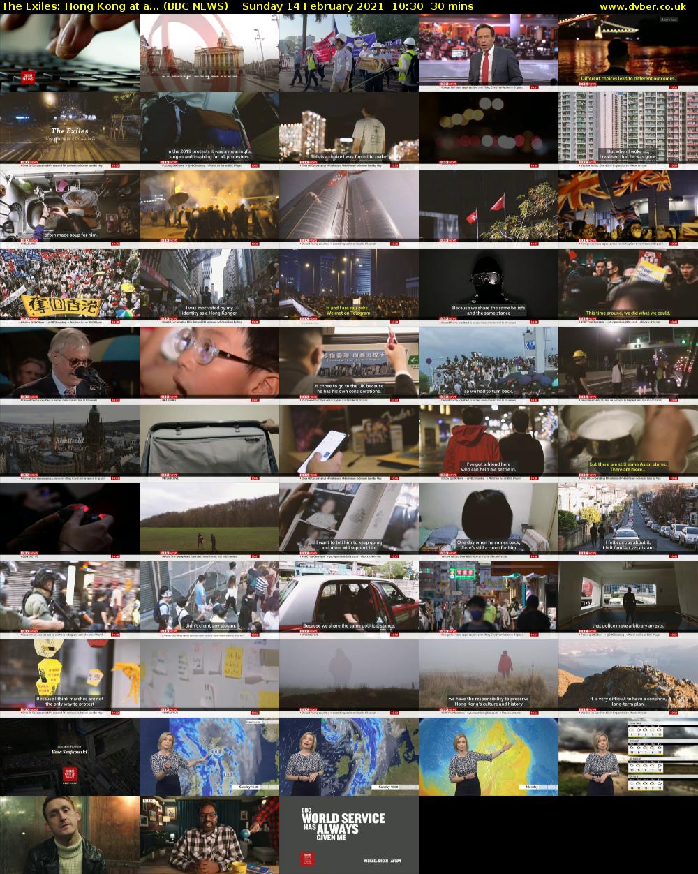 The Exiles: Hong Kong at a... (BBC NEWS) Sunday 14 February 2021 10:30 - 11:00