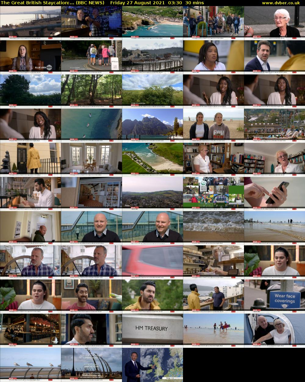 The Great British Staycation:... (BBC NEWS) Friday 27 August 2021 03:30 - 04:00
