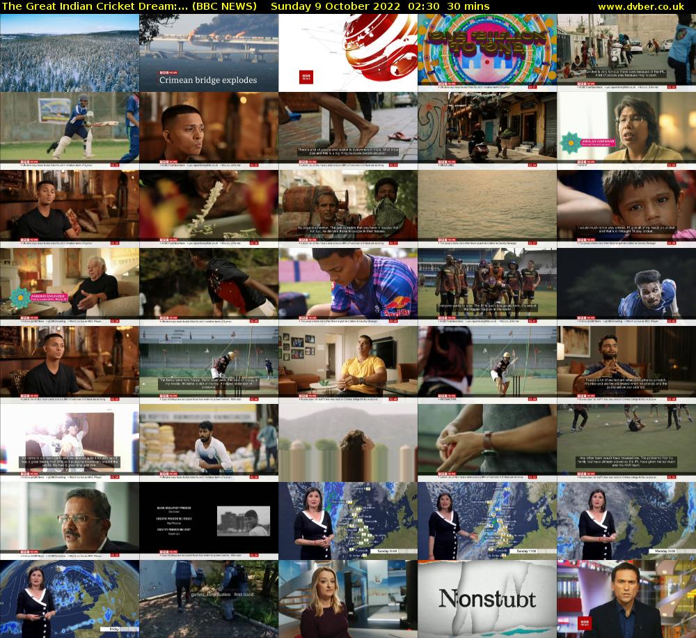The Great Indian Cricket Dream:... (BBC NEWS) Sunday 9 October 2022 02:30 - 03:00